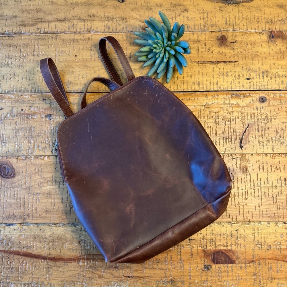Elegant Brown Leather Backpack for Women